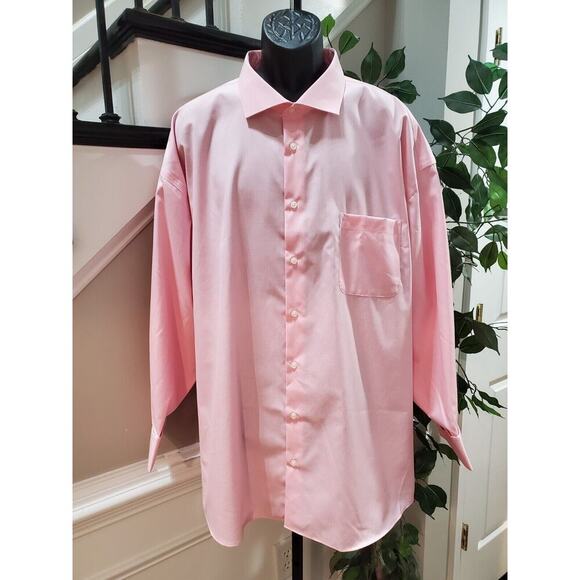 Pronto Uomo Other - Pronto Uomo Mens Pink 100% Cotton Collared Long Sleeve Button Down Shirt Size 2X